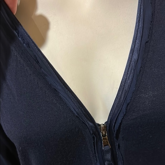 Elie Tahari Navy Zip up Cardigan Jacket - Picture 4 of 13